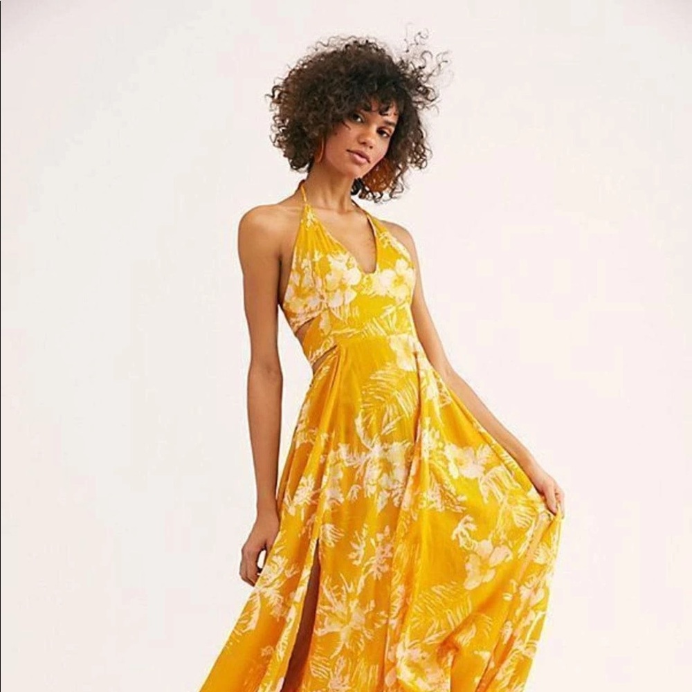 FREE PEOPLE 🌾 yellow Hawaii Honey Lille dress NWT